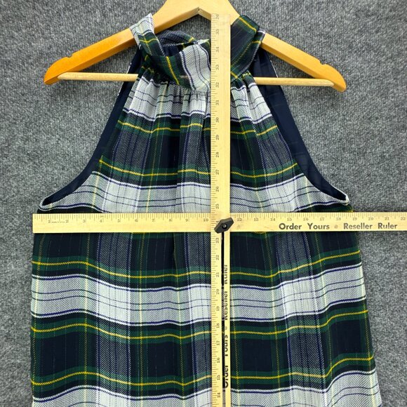 J.Crew‎ Plaid Halter Top Size 10 Tartan Check Tie Back Mock Neck Academia Preppy - Picture 14 of 15